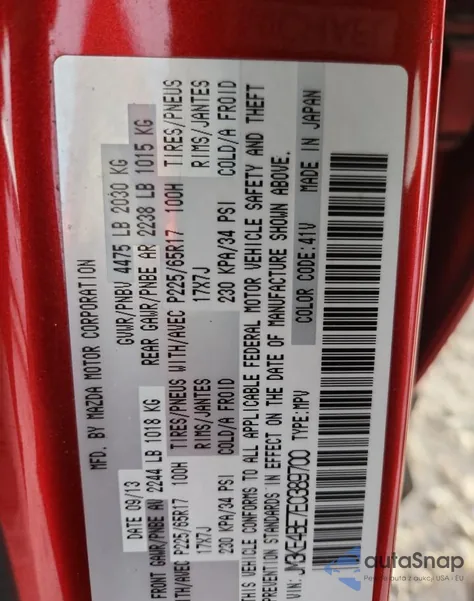 2014 Mazda Cx-5 Sport from USA, damaged, VIN JM3KE4BE7E0389700